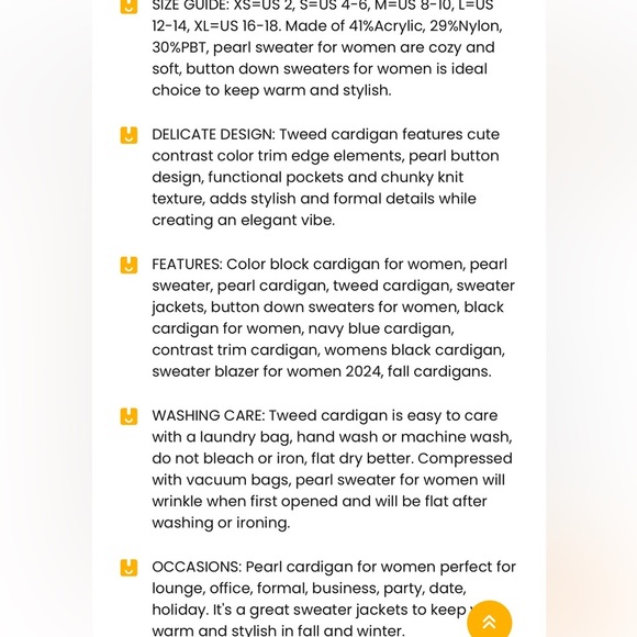 V FOR CITY Cardigan Blazers for Women Knit Tweed Cardigans sweater Button Down - Picture 3 of 3